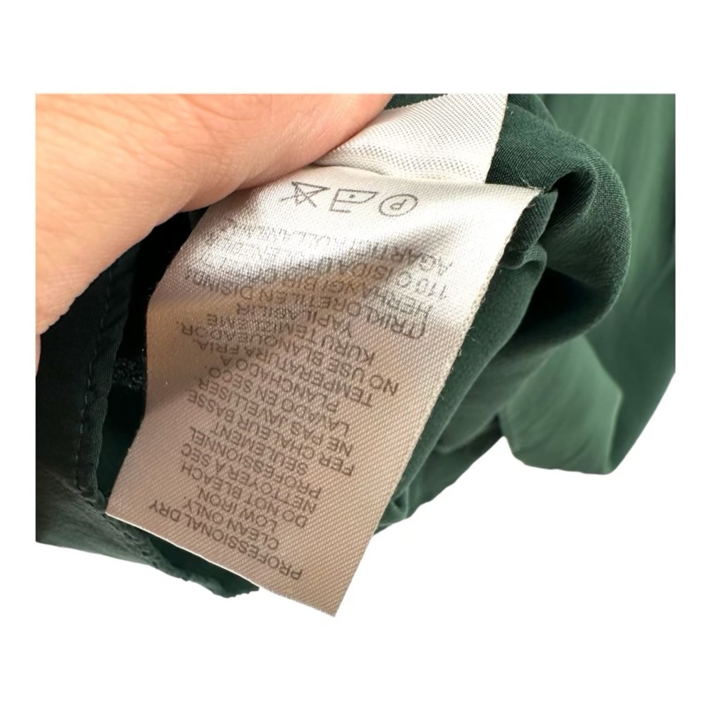 Tibi Dark Green Draped Neck Cap-Sleeve Blouse - Picture 7 of 12